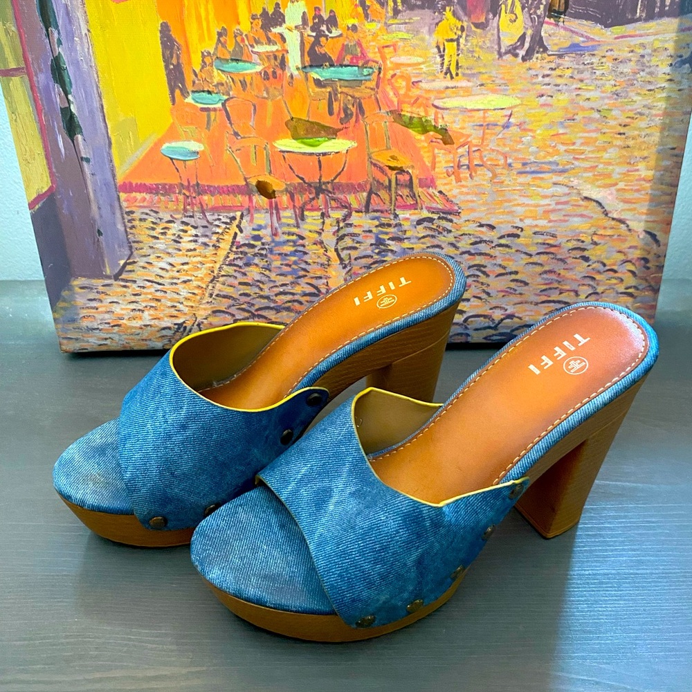 Shoes Faded Jean Adorable Heals